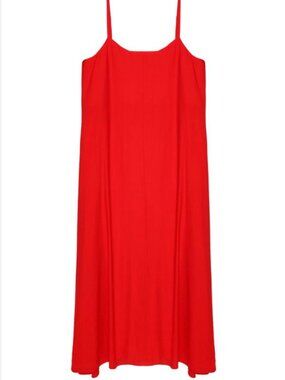 Red Slip Cami Dress- Women's Lightweight Spaghetti Strap